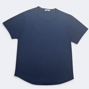 Buck Mason Slub T-Shirt Mens L  Blue Crew Neck Curved Hem Casual